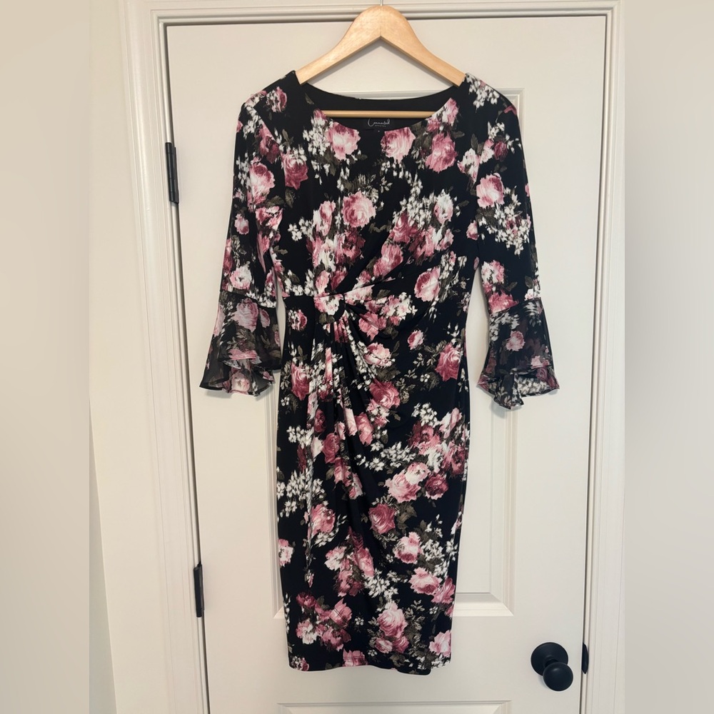 Black Floral Midi Dress - worn once